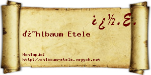 Öhlbaum Etele névjegykártya